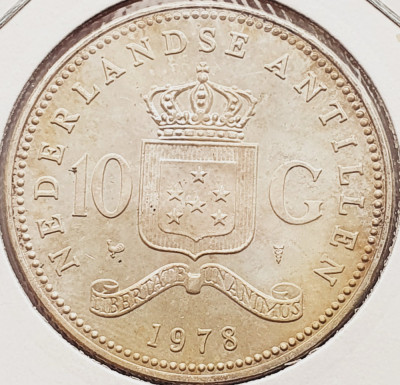 1930 Antilele Olandeze 10 Gulden 1978 Juliana (Bank) km 20 argint foto