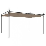 Pergola cu acoperis retractabil, gri taupe, 395x292x230 cm