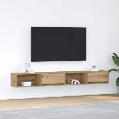 Gossi dulapuri tv 2 buc stejar artisan 100x31x25,5 cm lemn prelucrat foto