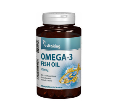 Omega 3 Forte - ulei de peste natural 1200mg, 90cps, Vitaking foto