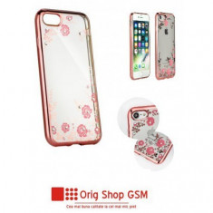 Husa Silicon DIAMOND Flower Apple iPhone X / XS Rose Gold