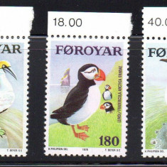 FEROE 1978, Fauna, Pasari, serie neuzata, MNH