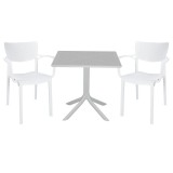 Set de gradina masa si scaune Groovy-Fontline set 3 piese plastic alb 80x80x74.5cm