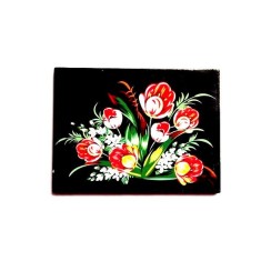Buchet de flori pe fundal negru, magnet frigider 36003