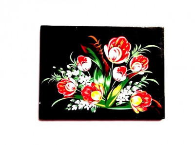 Buchet de flori pe fundal negru, magnet frigider 36003 foto