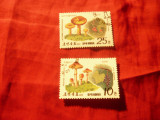 2 Timbre RPD Coreea 1989 - Ciuperci , 2 val. 10 si 25 c stampilate, Stampilat