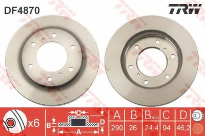Disc frana MITSUBISHI PAJERO III Canvas Top (V6_W, V7_W) (2000 - 2006) TRW DF4870 foto