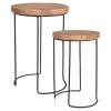 Set 2 Măsuțe Laterale Cafea Living H&amp;S Collection, Tec Maro, Cadru Metalic, Stivuibile, 32.5x47cm &amp; 27.5x41.5cm