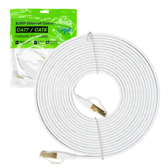 Aproape nou: Cablu de retea plat S/STP CAT8 PNI U8050W, 2 x RJ45, 4 perechi de fire