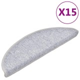 Cumpara ieftin Covorase pentru scari, 15 buc., 56x17x3 cm, gri deschis, semirotunde
