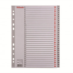 Index A4 Esselte, cu 31 Separatoare, Plastic, Gri, Index de Plastic cu Separatoare 1-31, Index de Plastic Numerotat cu Separatoare, Index de la 1 la 3