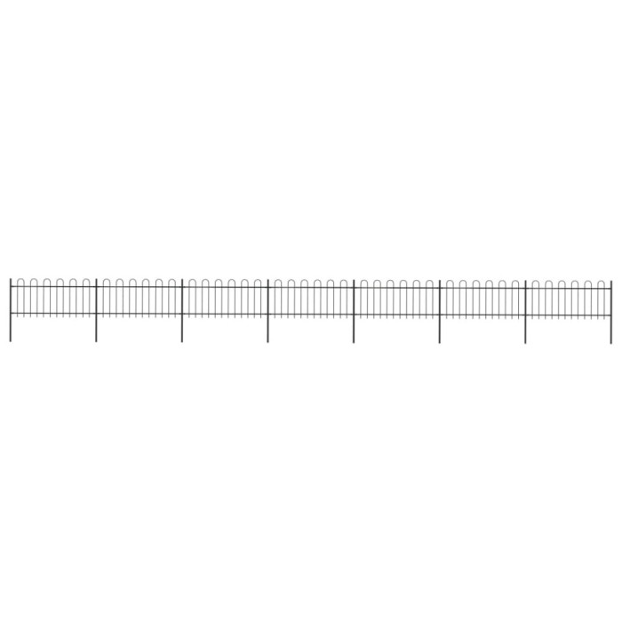 vidaXL Gard de grădină cu v&acirc;rf curbat, negru, 11,9 x 0,8 m, oțel