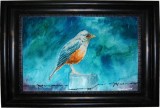 Acuarela Zgribulita in Ploaie - Pictura Originala, 17.5x27cm, Fabriano Artistico, Tablou Pasari, Pictor Roman