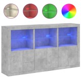 Cumpara ieftin Servanta cu lumini LED, gri beton, 181,5x37x100 cm