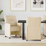 vidaXL Scaune de dining cu roți 2 pcs Crem 57 x 67 x 95 cm țesătură 42017854