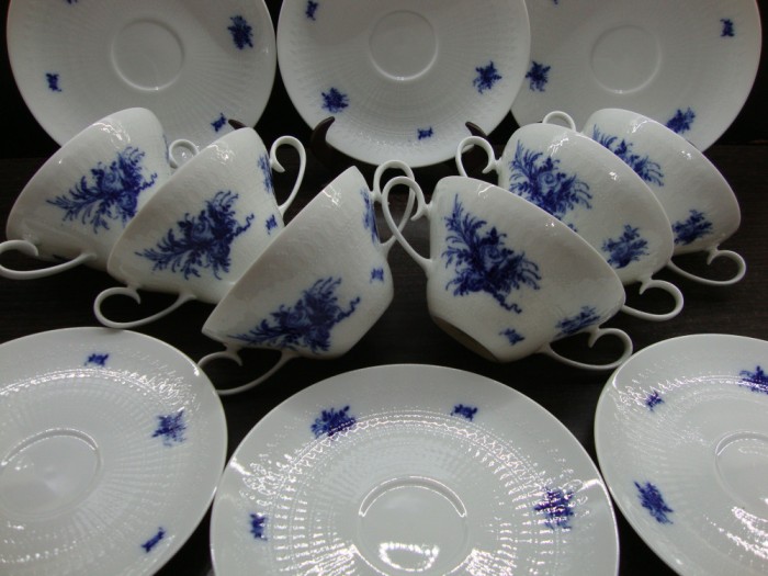 SET / SERVICIU 6 BOLURI CU 6 FARFURII DIN PORTELAN ROSENTHAL ROMANCE