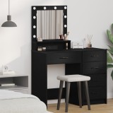 vidaXL Masă de toaletă cu lumini LED, stejar negru, 50x41x135 cm