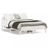 VidaXL Cadru de pat fără saltea, alb, 140x190 cm, lemn masiv de pin