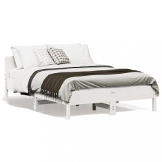 vidaXL Cadru de pat fără saltea, alb, 140x190 cm, lemn masiv de pin 842603