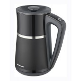 Fierbator electric HEK-D22002WBK, 1850-2200W, 1.7L, perete dublu, display LCD, 5 setari temperatura, oprire automata, Negru