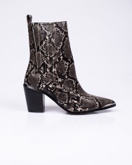 Botine animal print cu toc gros si varf ascutit 22YEL03020 foto