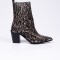 Botine animal print cu toc gros si varf ascutit 22YEL03020