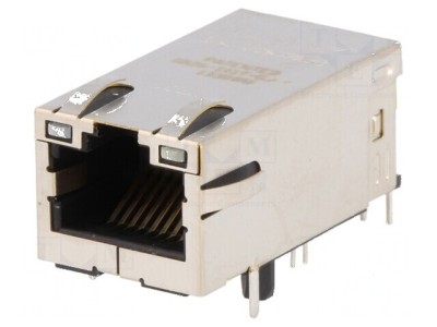 Conector RJ45 soclu ecranat cu diodă LED THT &amp;icirc;n unghi, PIN 8 foto