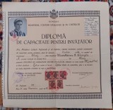 QW13 14 - 1946 - Diploma de capacitate pentru invatator - Cluj - 30/30 cm