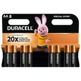 Set 8 baterii alcaline Duracell Basic R6 AA 1.5V blister AA8 LR6 MN1500