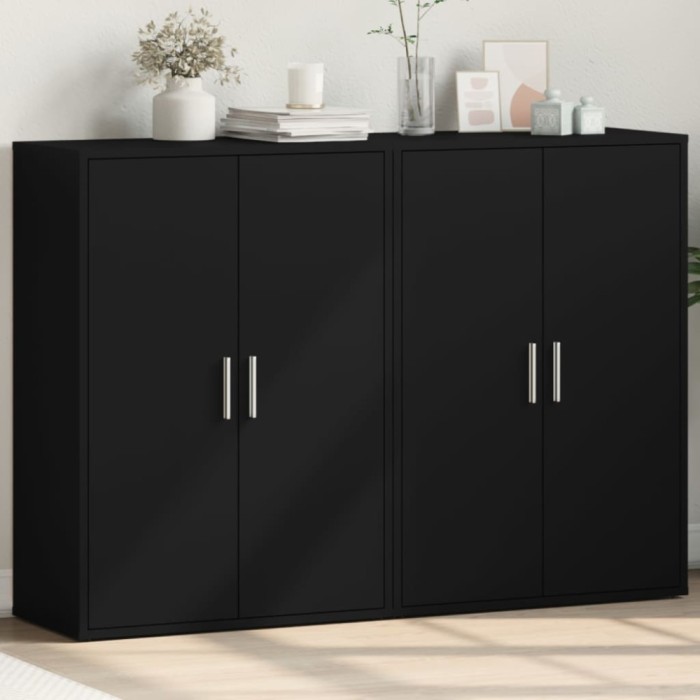 Gossi dulapuri, 2 buc., negru, 60x31x84 cm, lemn prelucrat