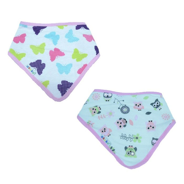 Set 2 bavete din bumbac pentru bebelusi Akuku A1465-R, Multicolor Set 2 bavete din bumbac pentru bebelusi Akuku A1465-R, Multicolor