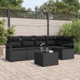 VidaXL Set de canapele pentru grădină 6 pcs Negru Rattan poli