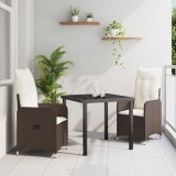 vidaXL Set de masă pentru grădină cu pernă 3 pcs Maro Rattan poli 3379639