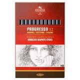 Creion grafit Koh-I-Noor Progresso K8911, Duritate: HB, pentru desen tehnic, corp rotund integral din mina, fara lemn, set 12 buc