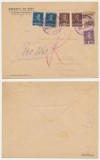 ROMANIA 1945 Transilvania de Nord plic cu atest, circulat recomandat cu stampila bilingva Tg.Mures - Marosvasarhely, francat cu 6 timbre Mihai I