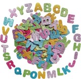 Stickere autoadezive litere colorate glitter,hartie gumata,45 bucati set