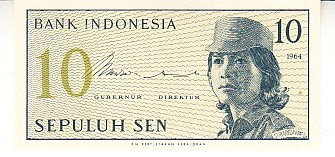 M1 - Bancnota foarte veche - Indonezia - 10 sen - 1964 foto