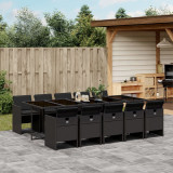 VidaXL Set mobilier de exterior cu perne, 11 piese, negru, poliratan