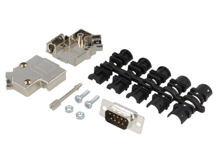 Conector D-Sub 9 pini tată, pe cablu