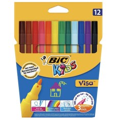 Set 12 Carioci Bic Visa, 12 Culori, Set Carioci Colorate, Carioci Colorate, Carioci pentru Desen, Carioci Colorate pentru Scoala, Carioci de Colorat, foto