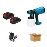 Pulverizator de vopsea fara fir, 20V, viteza mare, capacitate 800ML, compatibil cu baterie Makita 18V, set cu 2 baterii, albastru.