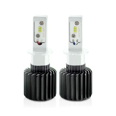 Set 2 Becuri Auto LED H3 pentru Faruri, 12-24V, 4000 Lumeni Super White, Utilizare Off-Road foto