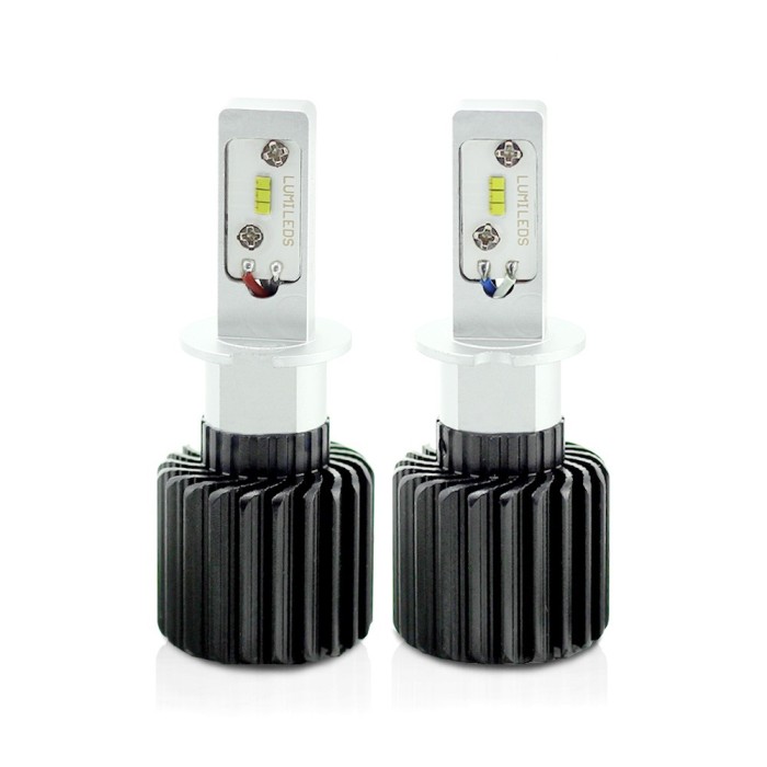 Set 2 Becuri Auto LED H3 pentru Faruri, 12-24V, 4000 Lumeni Super White, Utilizare Off-Road