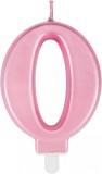 Lumanare pentru tort cifra 0 UVTQSSP, ceara, roz, 8 cm