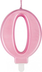 Lumanare pentru tort cifra 0 UVTQSSP, ceara, roz, 8 cm