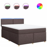 Cumpara ieftin Pat continental cu saltea, maro inchis, 140x200 cm, textil