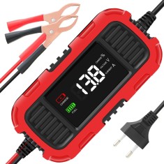 Incarcator redresor baterie moto Techstar 12V 2A cu oprire automata, incarcare inteligenta cu 3 etape, afisaj LED, detectare nivel incarcare, compatib