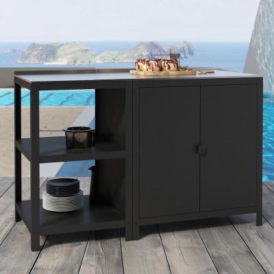 Set mobilier gradina, en.casa, PXSL-0131 PXSL-013292 x 80 x 50 cm, otel, negru, argintiu HausGarden Leisure foto