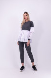 Bluza office din tricot cu maneca lunga si volane, M/L, Urbanelle