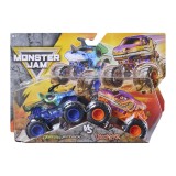 Set 2 masinute metalice Monster Jam Jurassic Attack si Velociraptor 1:64